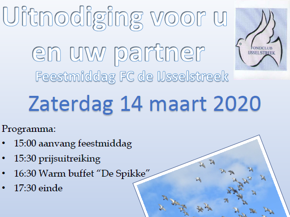 Feestmiddag 14 maart 2020